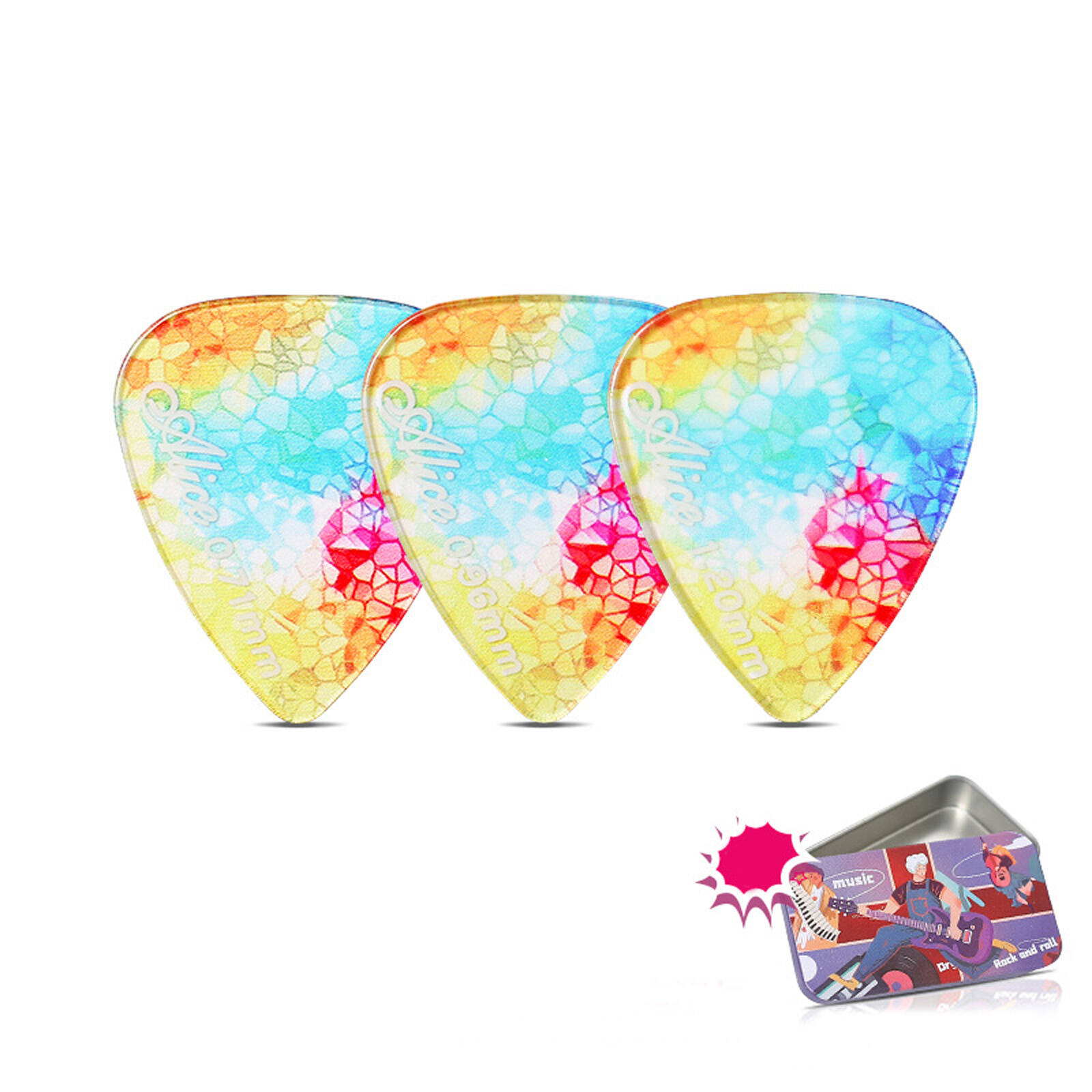 CCOCC 3Pcs Guitar Picks,Colorful Celluloid Guitar Accessories,Slip-Resistant Texture Guitar Capo,Style1